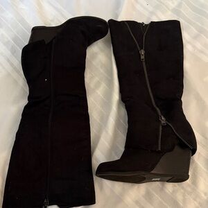 Rampage Black Over the Knee Boots